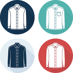 Four flat design icons of men's long sleeve shirts in different colors clothing men's clothing