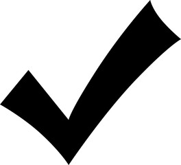 A universally recognized bold black checkmark symbol on a clean white background indicating approval or completion Vector, illustration