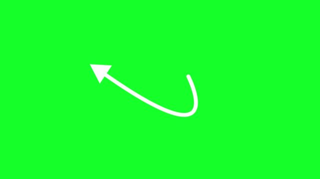 White Arrow Highlight Loop on Green Screen &ndash; 4K YouTube Tutorial Overlay, Screen Pointer, Educational Video Aid, Click Guide, Editing Element