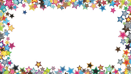 Colorful star border frame with white background