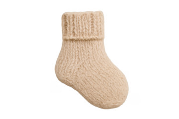 Knitted baby sock object for children clothes transparent background