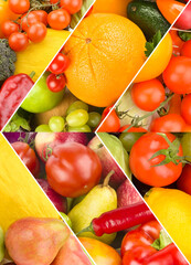 Vibrant Collage of Fresh Fruits and Vegetables for Healthy Living
