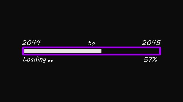 Loading bar from 2044 to 2045 at 34 percent progress on dark background image photo