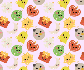 Cute Christmas Ornaments Seamless Pattern