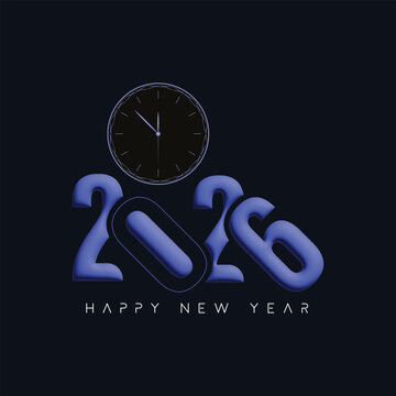 Futuristic 2026 New Year Greeting with Clock