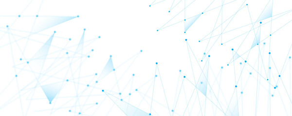 Blue white abstract polygon connection mesh digital technology futuristic communication high tech concept dots lines connect network background. 