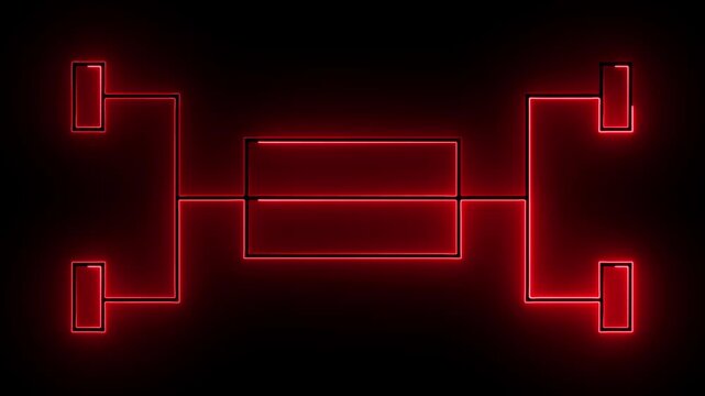 red glowing frame futuristic neon bracket tournament animation on black background .