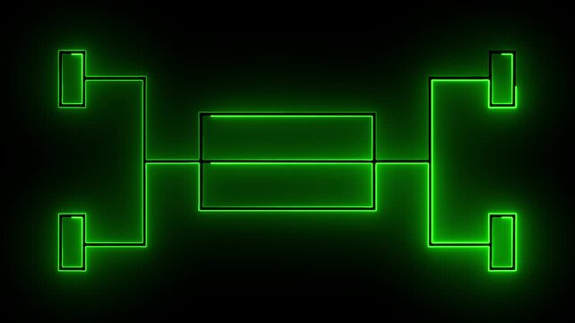 green glowing frame futuristic neon bracket tournament animation on black background .