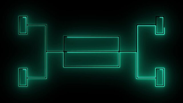 cyan glowing frame futuristic neon bracket tournament animation on black background .