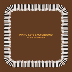 ピアノの鍵盤のレトロなデザインのベクターイラストデータ：四角形のフレーム素材