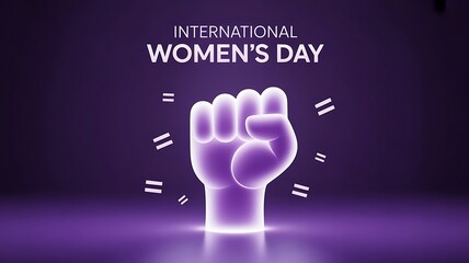 Purple Fist Symbol on Dark Background for International Womens Day
