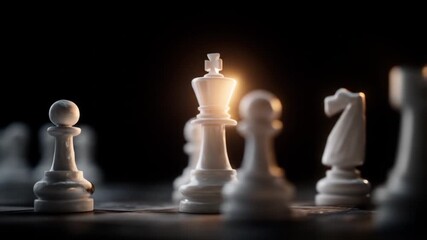 Chess king dominates board strategic game play and concept of victory - Powered by Adobe
