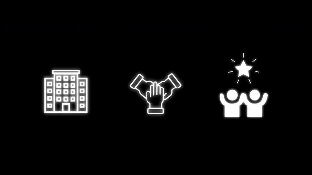 Office building team icons growth symbolized by checkmark for business concepts and successful confirmation illustrations, suitable for presentations, websites, and brochures.