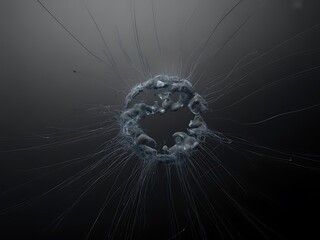 Abstract digital rendering of a translucent microorganism with extending filaments against a dark background