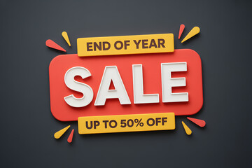 End of year sale badge design up to 50 percent off marketing promotion advertisement commercial offer discount template