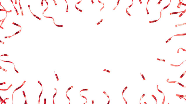 A romantic Valentine heart design featuring red ribbon confetti paint border frame with artistic splashes, vector illustration pattern for holiday festive party wedding, birthday card decor, promotion