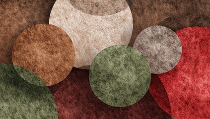 Textured circles overlap in warm, autumnal, earthy tones