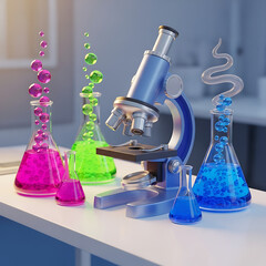3d illustration of laboratory equipment and science research tools