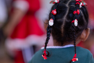 This heartwarming collection captures a Christmas celebration at a school or kindergarten. The scenes are filled with holiday spirit, featuring children dressed in festive red outfits, Santa hats, and