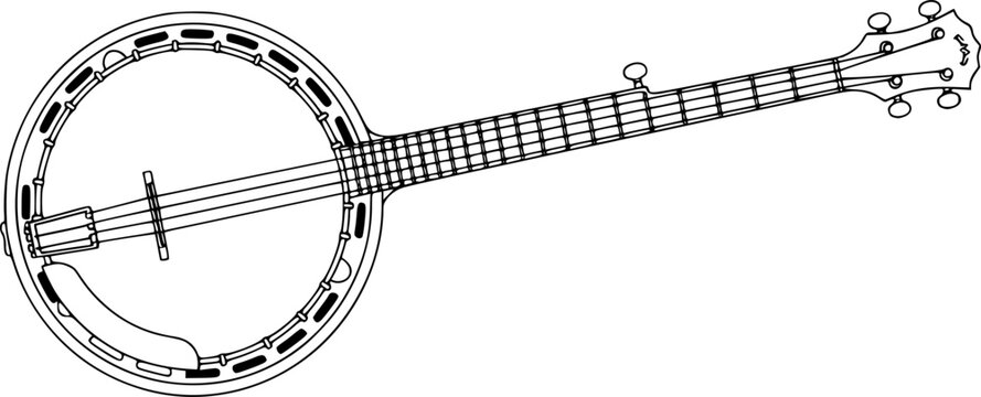 banjo line art silhouette vector illustration
