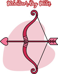 Valentine Heart Arrow and Cupid Bow Digital Vector