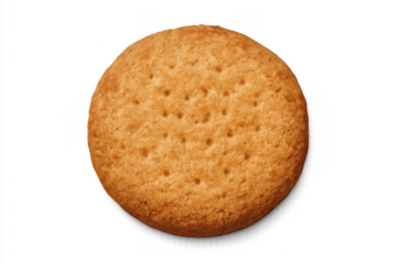 Round baked butter biscuit cookie on transparent background