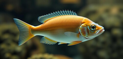Fototapeta premium A healthy fish swimming, showing operculum and clearly defined gills, operculum, fish anatomy