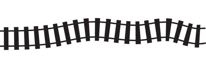 Railway train track vector icons with circular, curved, and straight rail route patterns.