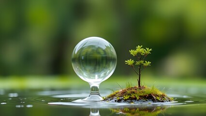 water drops on green leaf. generative ai