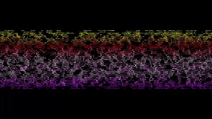 A pattern of horizontal lines or scanlines in various colors, including yellow, red, pink, and purple, against a black background.  - Powered by Adobe
