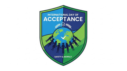International day of acceptance logo with people around the globe symbolizing unity and respect