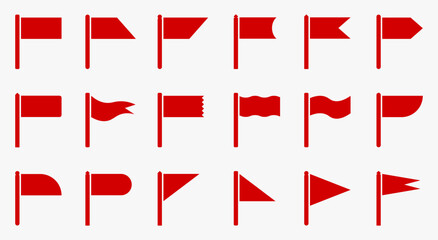 Red Flag Icon Set Simple Flat Design