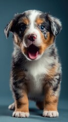 surprised baby puppy shocked expression, soft studio light
