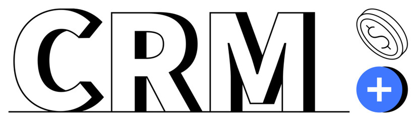Obraz premium CRM concept. Visual ation of CRM with money and a plus icon. CRM tools enhance business-customer engagement, improve sales, and streamline marketing. Perfect for business, sales, CRM systems
