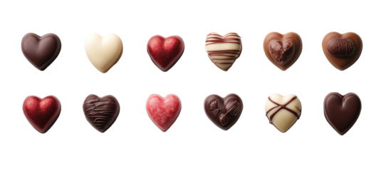 Valentines Day Japanese handmade chocolate assortment premium on transparent background