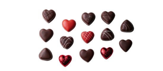 Valentines Day Japanese handmade chocolate assortment premium on transparent background