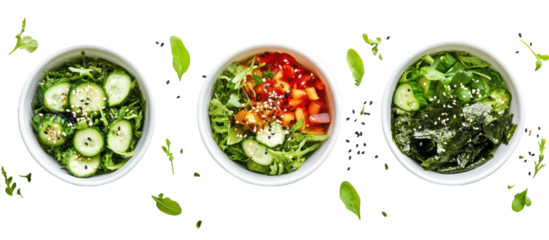 Weight-loss Japanese plates featuring grilled tofu and steamed greens on transparent background