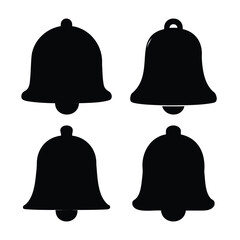 Four black notification bell icons representing alerts and reminders for digital interfaces