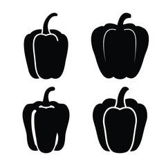 Collection of bell pepper silhouettes, a versatile icon set for culinary and healthy eating designs