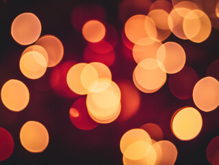 Circular bokeh lights in warm tones red orange yellow multiple glowing orbs