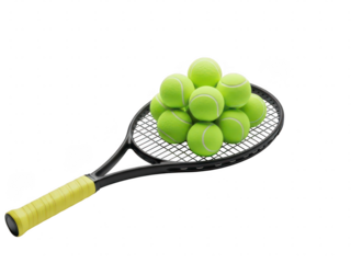 Tennis Racket with Multiple Balls on String Net Sports Equipment for Playing Tennis