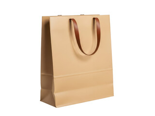 Brown paper shopping bag with handles isolated on white background