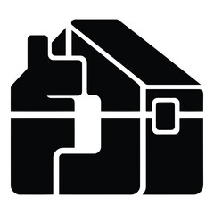 Obraz premium House with plumbing diagram isolated on white background, Vector