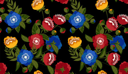 Seamless abstract pattern. Flowers pattern design.