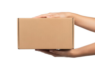 Hands Holding Brown Cardboard Box Gift Delivery Concept Package Presentation