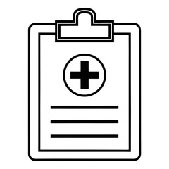 Fototapeta premium Medical Record Icon: A minimalistic depiction of a medical record, showcasing a healthcare symbol, representing health and wellness in a clear, concise visual