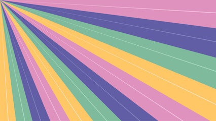Trendy colorful groovy retro rays background
