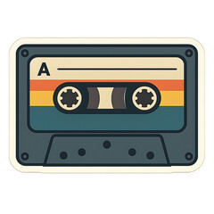 Obraz premium A retro analog audio cassette tape isolated on white background as a vintage plastic recording media object for stereo music sound