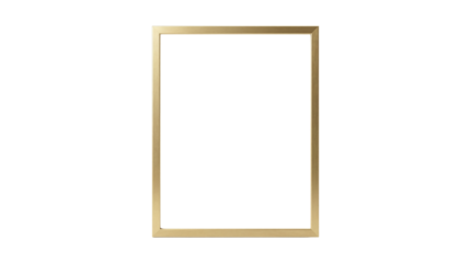 Minimalist Gold Metallic Rectangular Frame Mockup isolated PNG with Transparent Background