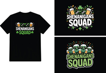 St patrick s day t shirt design with beer mugs and the word shenanigans